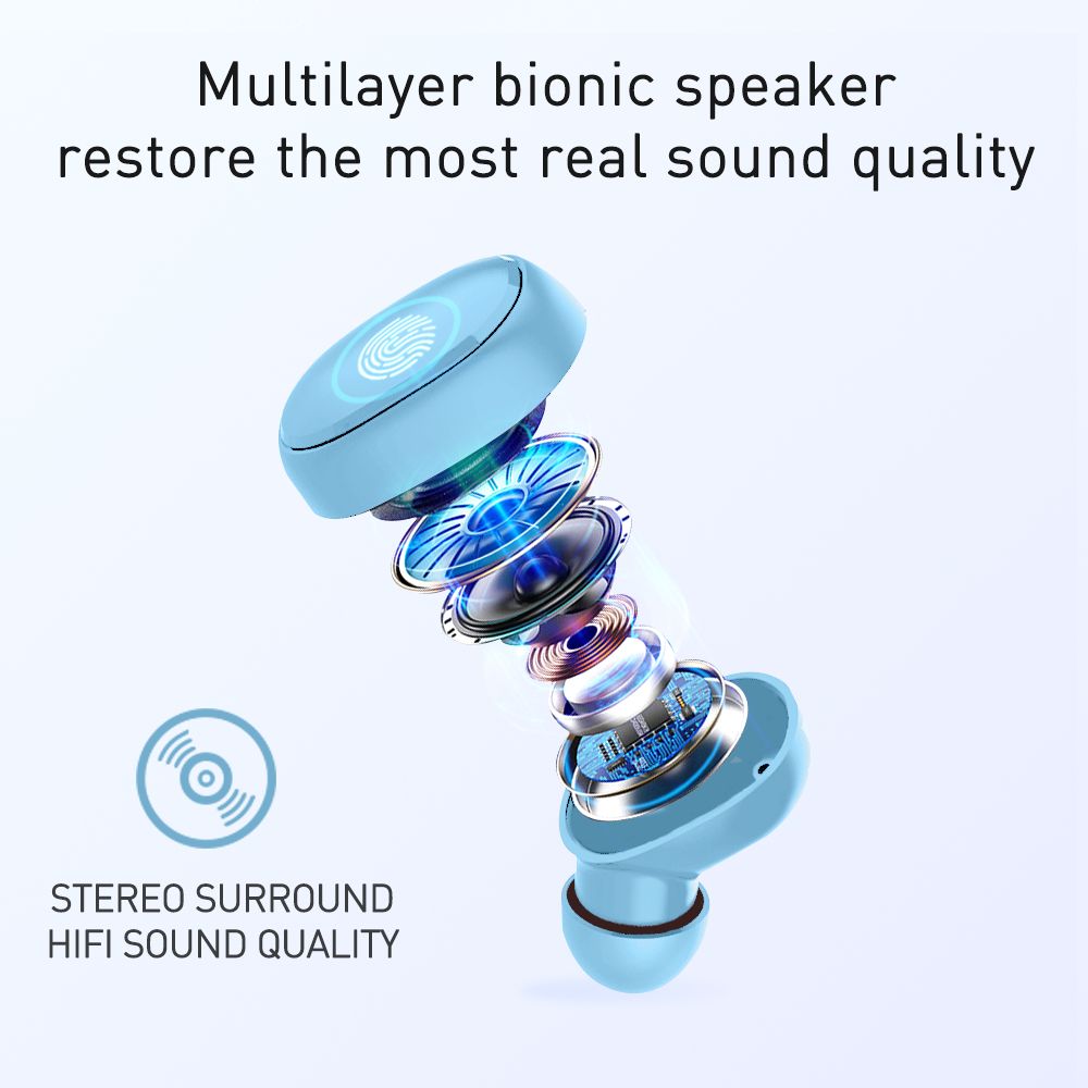 Wireless Earpods Bluetooth 5.0 Earphones Cute-Blue For Boys