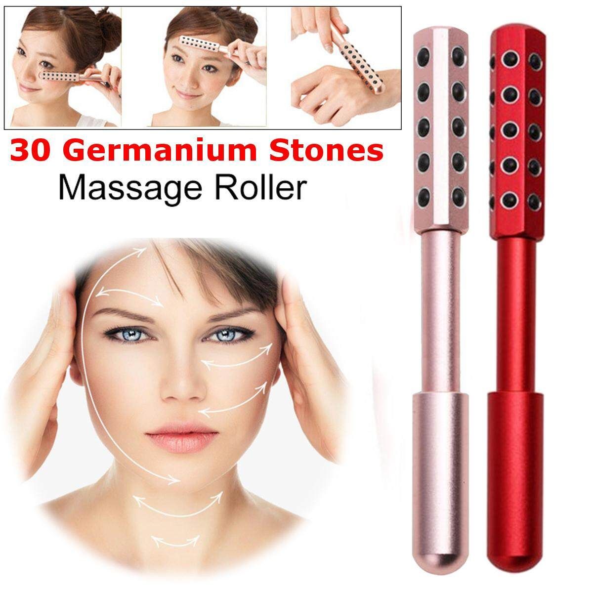 Germanium Face Roller Massager Wand Uplift Beauty Roller With 30 Germanium Pink