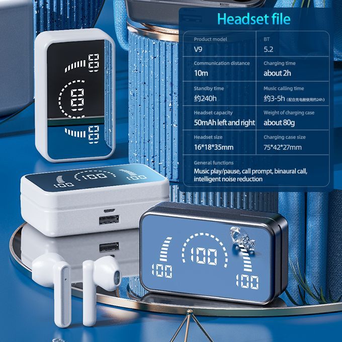 S20 Wireless Bluetooth Earphone Touch LED Stereo Audi