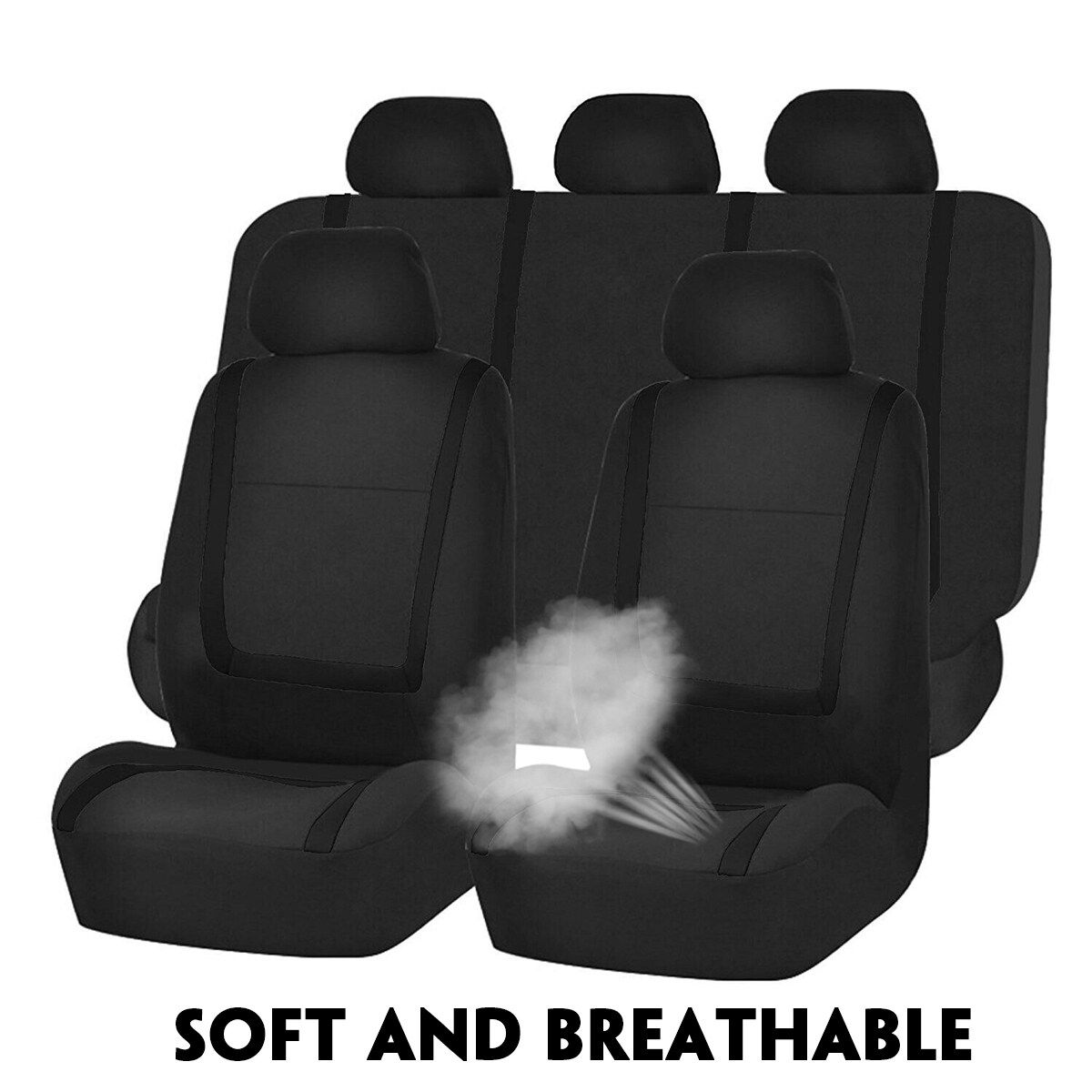 9Pcs/Set Adjustable Universal Car Seat Covers With Tire Track Detail Styling Car Seat Protector For All Cars Beige