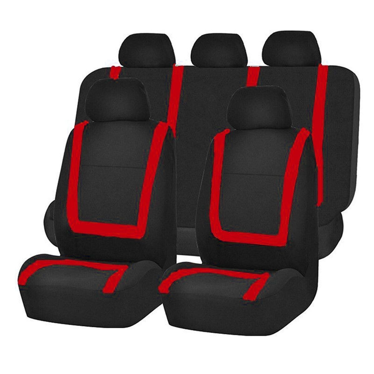 9Pcs/Set Adjustable Universal Car Seat Covers With Tire Track Detail Styling Car Seat Protector For All Cars Beige