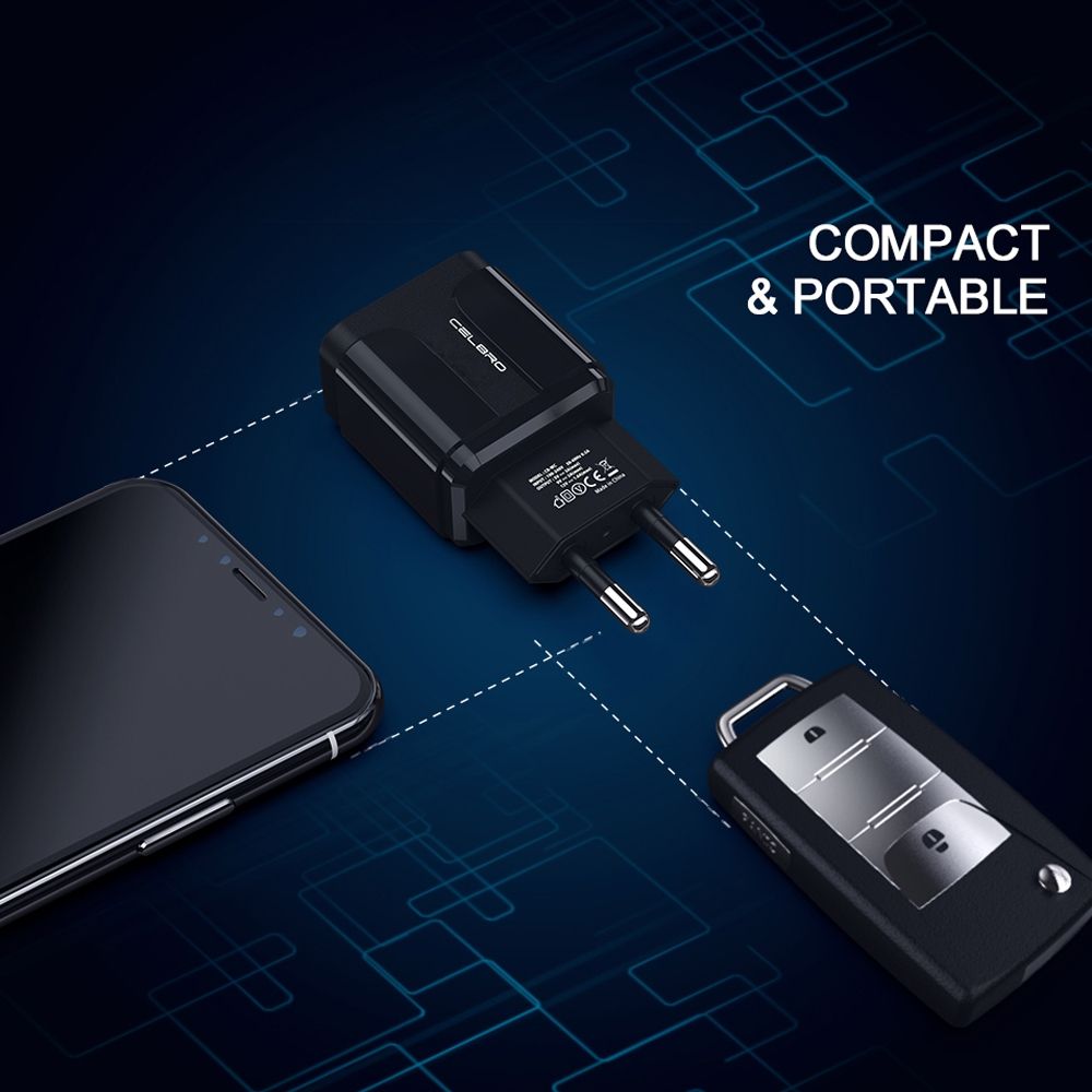 Portable QC3.0 18W USB Port Universal Quick Charging Charger, EU Plug(Black)