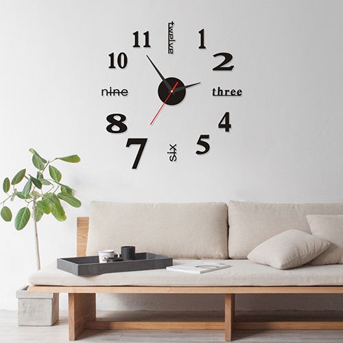 Frameless DIY Wall Clock 3D Decor Sticker 40CM DIY Clock Kit