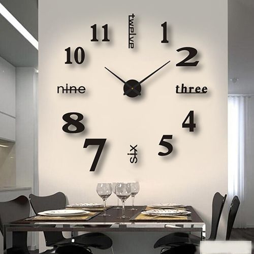 Frameless DIY Wall Clock 3D Decor Sticker 40CM DIY Clock Kit