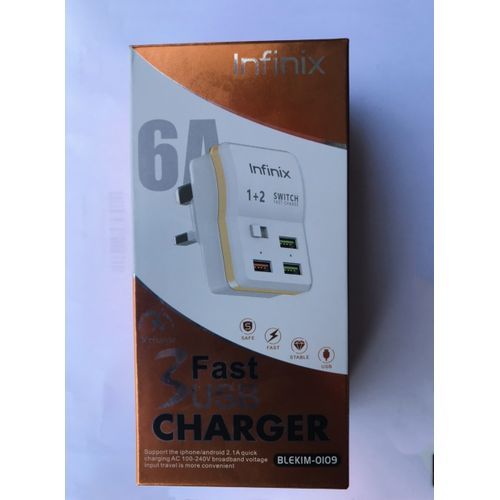 3 USB Plus Switch 6A Super Fast Charger For Android Phones