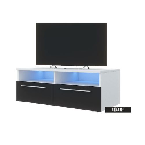 TV STAND WHITE BLACK TV SHELF WITH LED LIGHT 100CM X 35CM