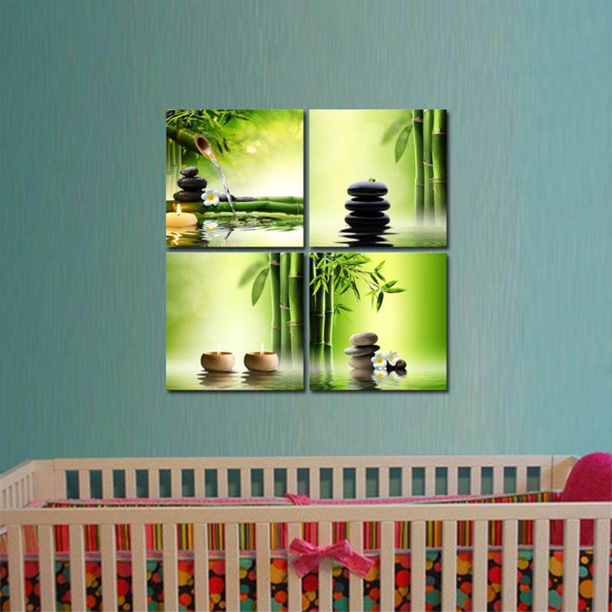 4Pcs Zen Bamboo HD Picture Canvas Modern Art Wall Decor Unframed