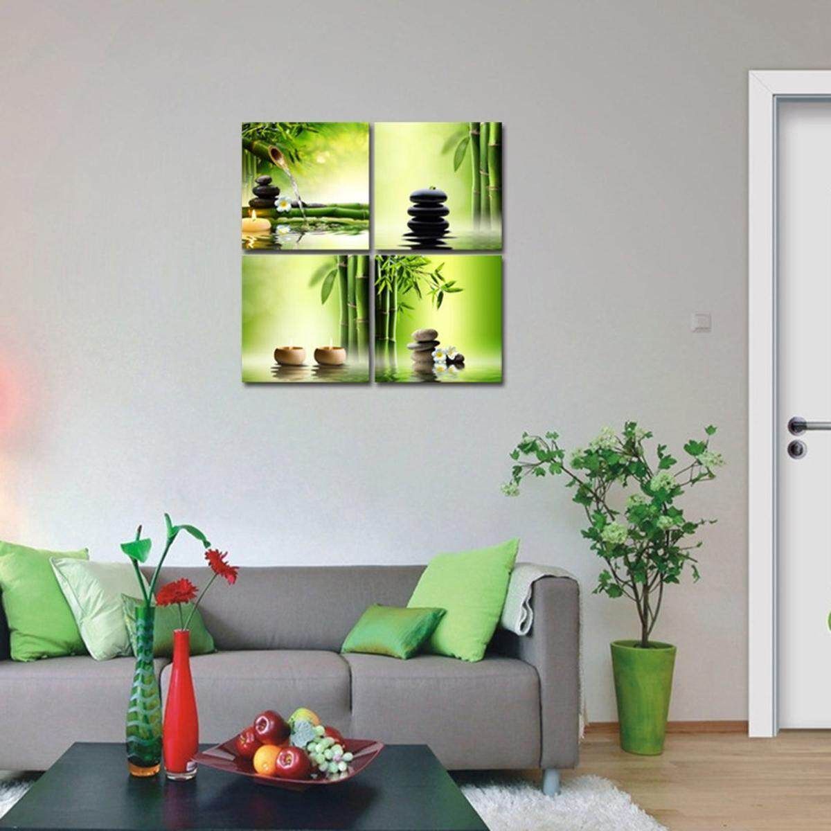 4Pcs Zen Bamboo HD Picture Canvas Modern Art Wall Decor Unframed
