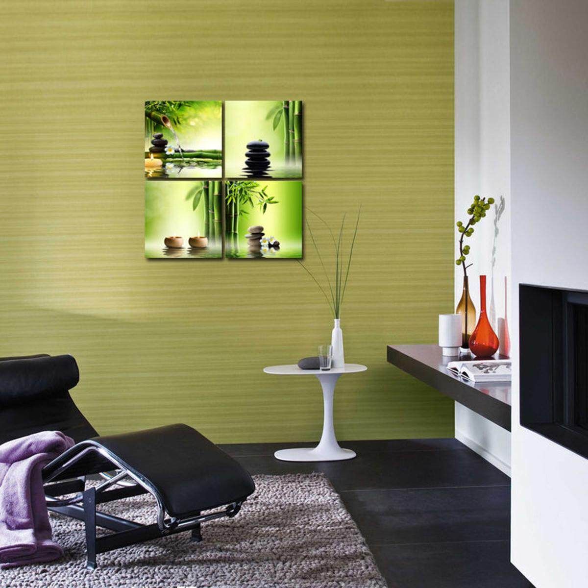 4Pcs Zen Bamboo HD Picture Canvas Modern Art Wall Decor Unframed