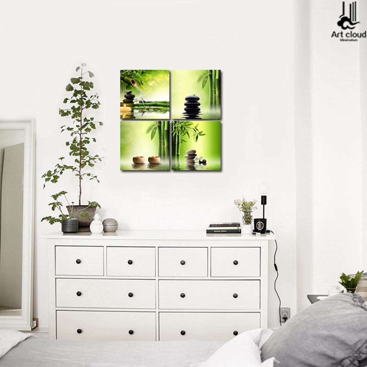 4Pcs Zen Bamboo HD Picture Canvas Modern Art Wall Decor Unframed