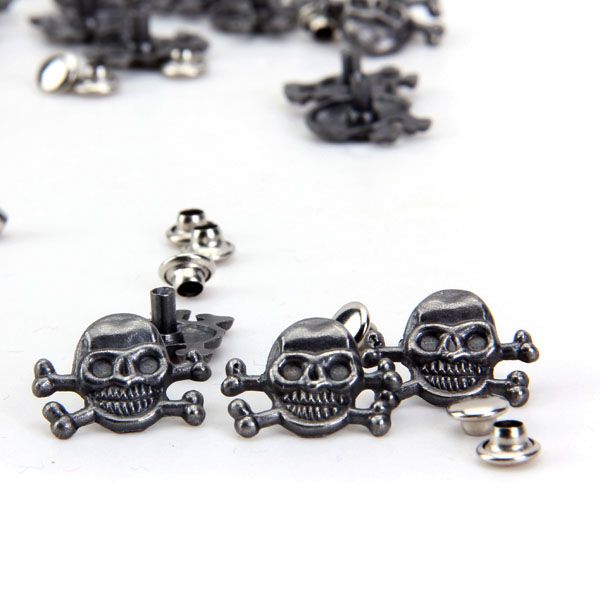 20Pcs Antique Pirate Skull Stud Rivet Grommet Eyelet Jeans DIY Craft