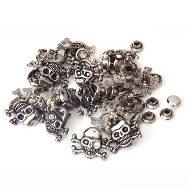 20Pcs Antique Pirate Skull Stud Rivet Grommet Eyelet Jeans DIY Craft