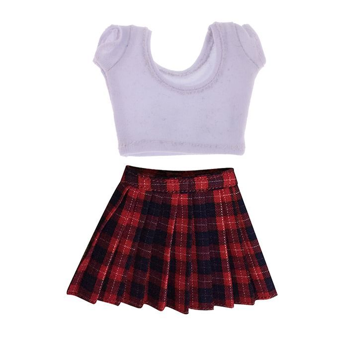 16 Model Girl Mini Plaid Skirt Crop Top Tshirt For 12Inch Phicen