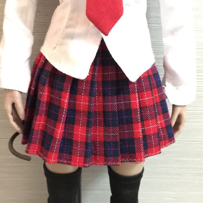 16 Model Girl Mini Plaid Skirt Crop Top Tshirt For 12Inch Phicen