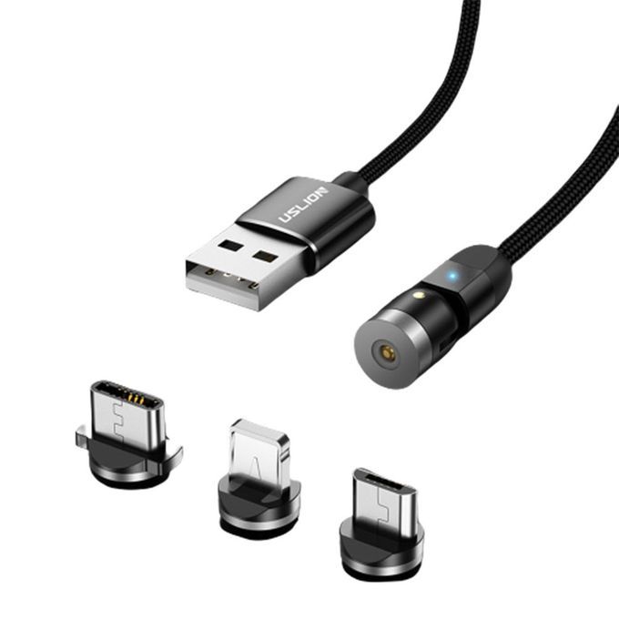 Magneti  Data  Able Magneti  Su Tion Magnet  Harger  Able  Harging  Able For IPhone For Android Type- -black-2M Line+Android Head+Apple Hea