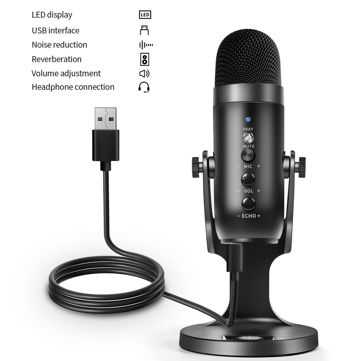 USB Condenser Microphone for Computer USB PC Microphone Mic Stand POP Filter to Gaming Streaming Podcasting Recording Headphone