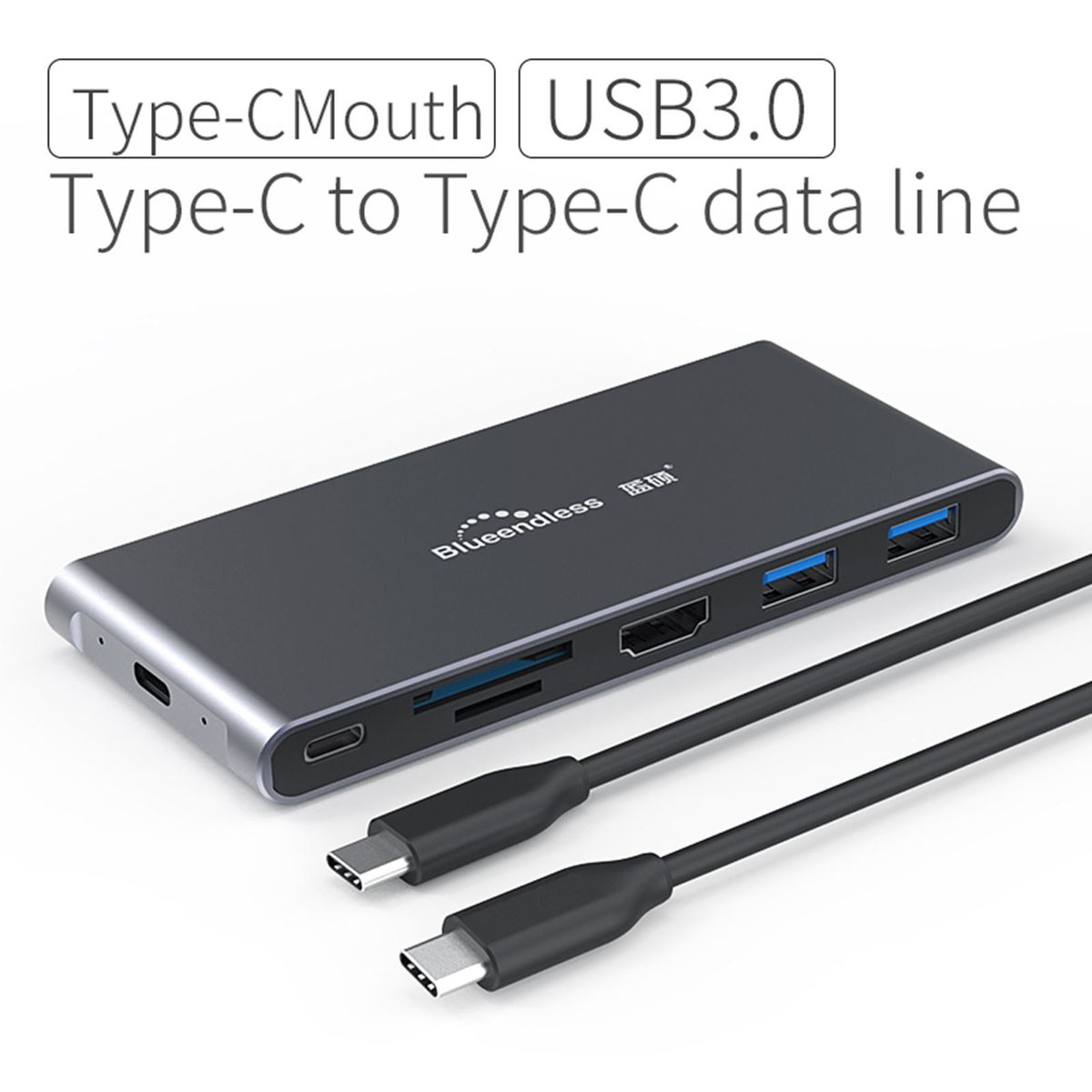 USB C Docking Station M.2 SD/TF Card Reader Slots Type C 6 In 1