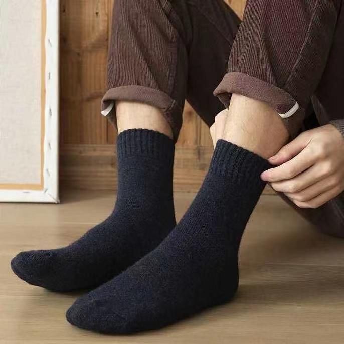 10Pairs/Lot Men's Socks Cotton High-quality Business Thickening Socks Mid-tube Socks Warm Cotton Terry Winter Snow Socks Thick