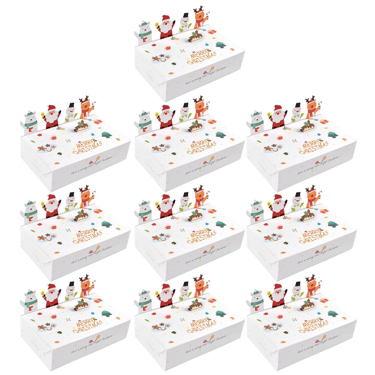 Paper Gift Boxes 10pcs Festive Foldable 3d Christmas Gift for Cookies White