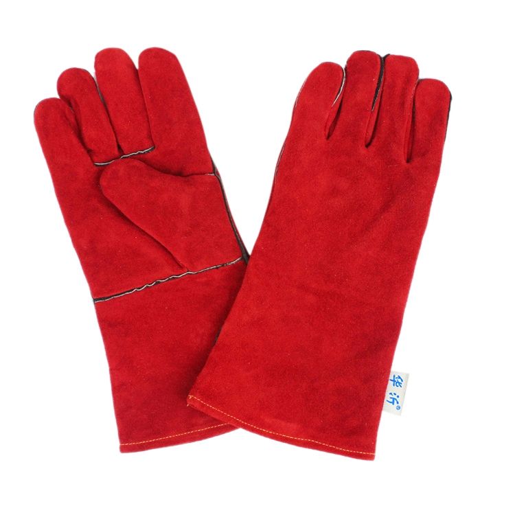 246# Wear-Resistant Full Two-layer Leather Insulation Gloves High Temperature Welding Welder Gloves Leather Work Protection, Size: 34*16cm