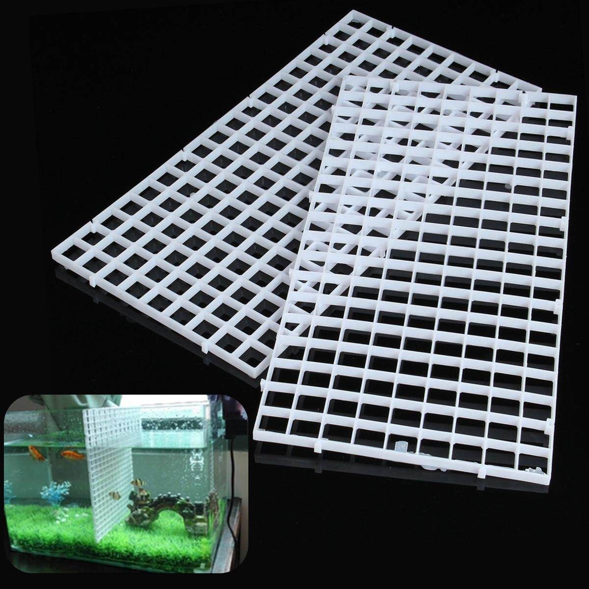 2pcs White Grid Tray Egg Crate Aquarium Fish Tank Filter Bottom Isolate
