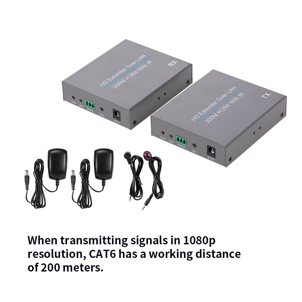200M H.264 HD Extender Over ONE CAT 5E/6 Splitter