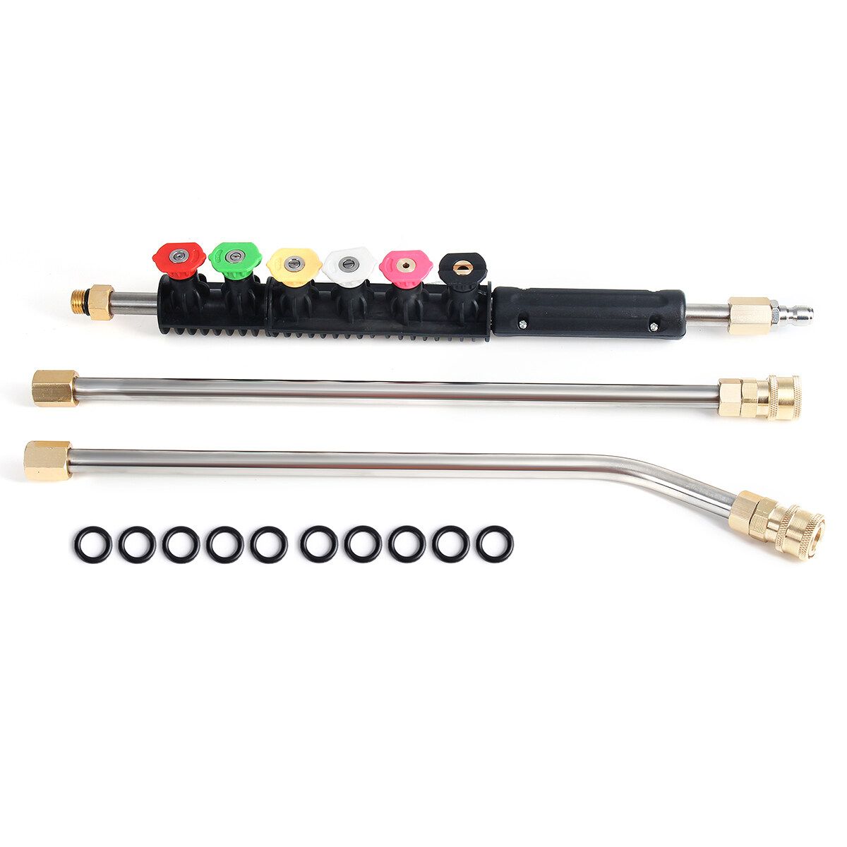 13Pcs/Set 4000PSI Washer Wand Extension Replacement Lance With 6 Spray Nozzle Tips, 1/4" Quick Connect With 10 Replaceable Anti-Leaked Ring