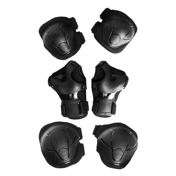 6 Pcs Kid Child Roller Skating Bicycle Knee Wrist Guard Elbow Black