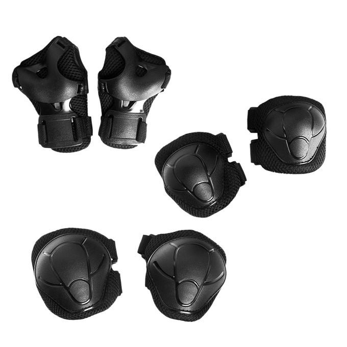 6 Pcs Kid Child Roller Skating Bicycle Knee Wrist Guard Elbow Black