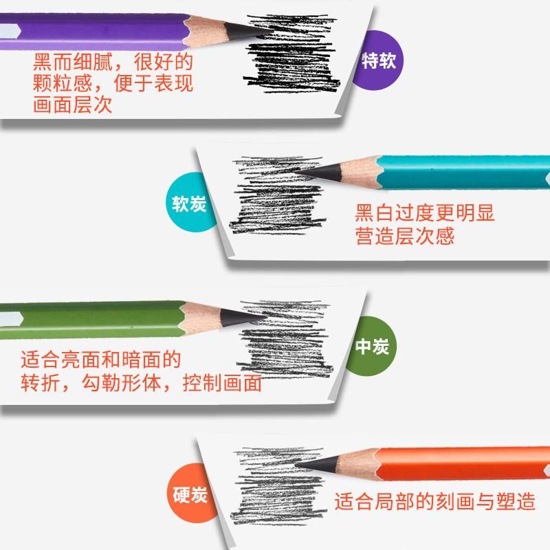 Charcoal Pencil Sketching Pencil Student Pencil Sketch Qili Soft Charcoal Pencil Special Soft Charcoal Soft Charcoal Charcoal Pencil Soft, Medium and Hard Hot Sale
