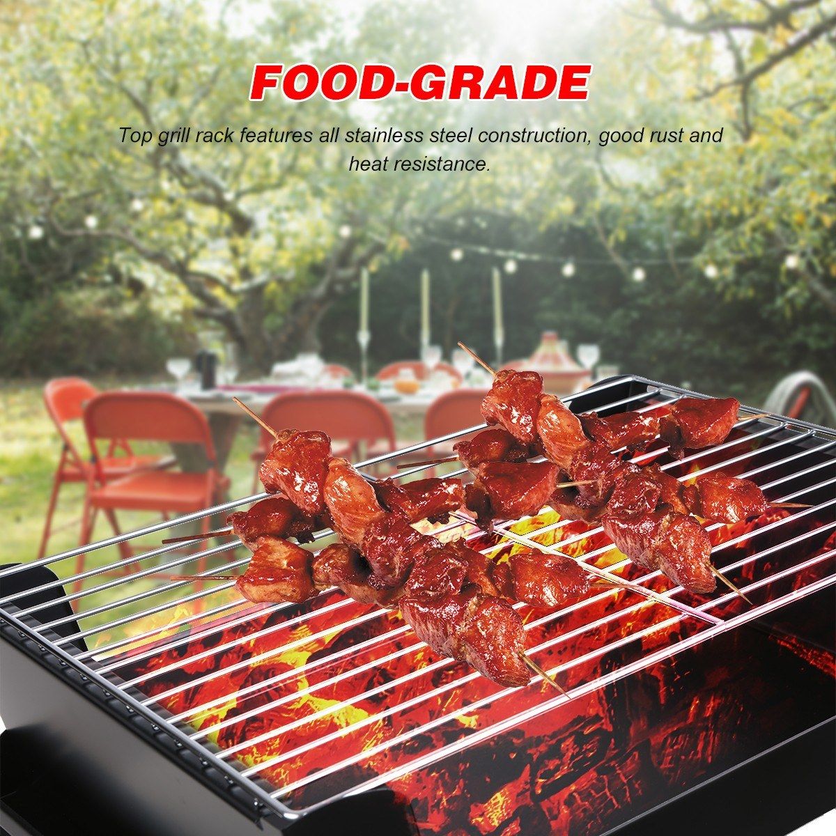 Portable Folding Charcoal Grill Stainless Steel Cooking