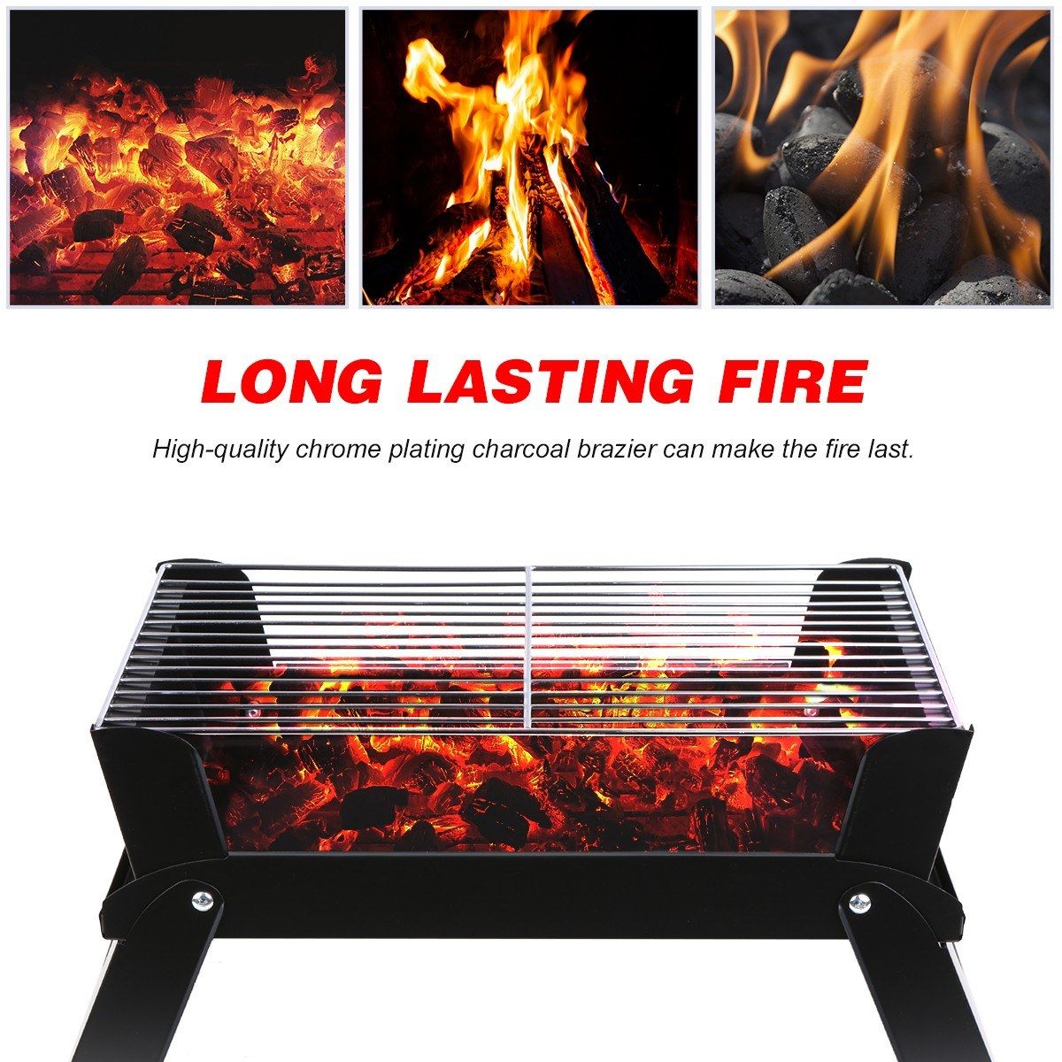 Portable Folding Charcoal Grill Stainless Steel Cooking