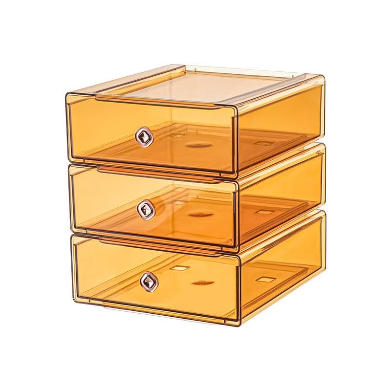 Desktop Storage Box Cosmetics Eyebrow Pencil Pencil Eraser Office Tableware Storage Finishing Box Transparent Stackable Plastic