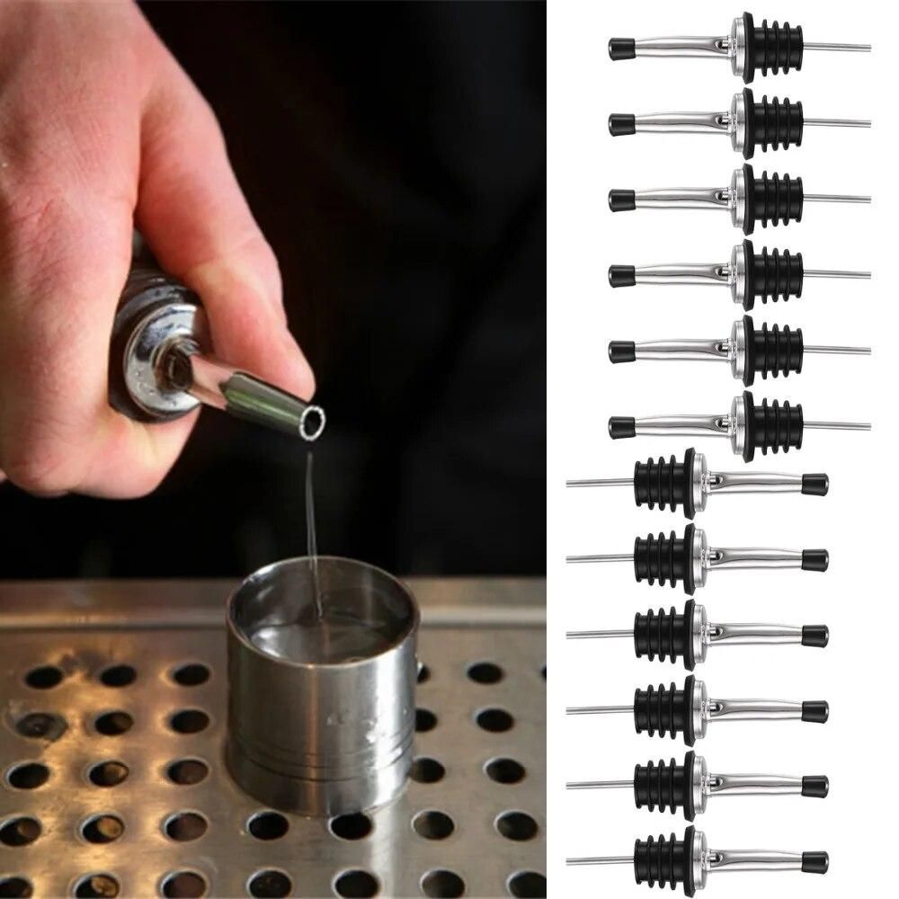 12pcs/lot Stainless Steel Wine Bottle Beer Pourer with Cap Covers Oil Cork Drink Dispenser Spout Bottle Stopper Barware Bar Tool