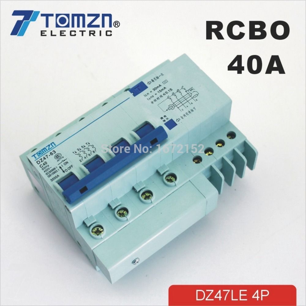 Breaker Circuit 400V~ Current MCB 4P 40A Residual DZ47LE