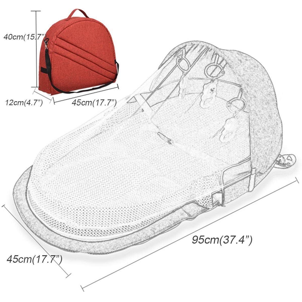Portable Foldable Baby Beds Multi-function Crib Mummy Bag Travel With Mosquito Cover Blue