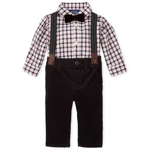 Baby BoysPlaid Poplin Matching Button Down Bodysuit Set