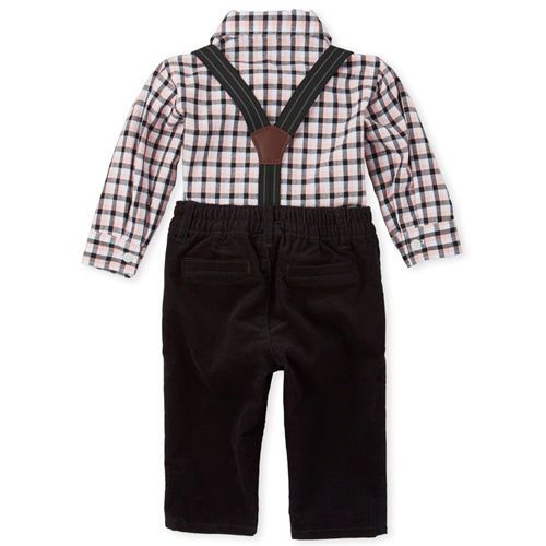 Baby BoysPlaid Poplin Matching Button Down Bodysuit Set