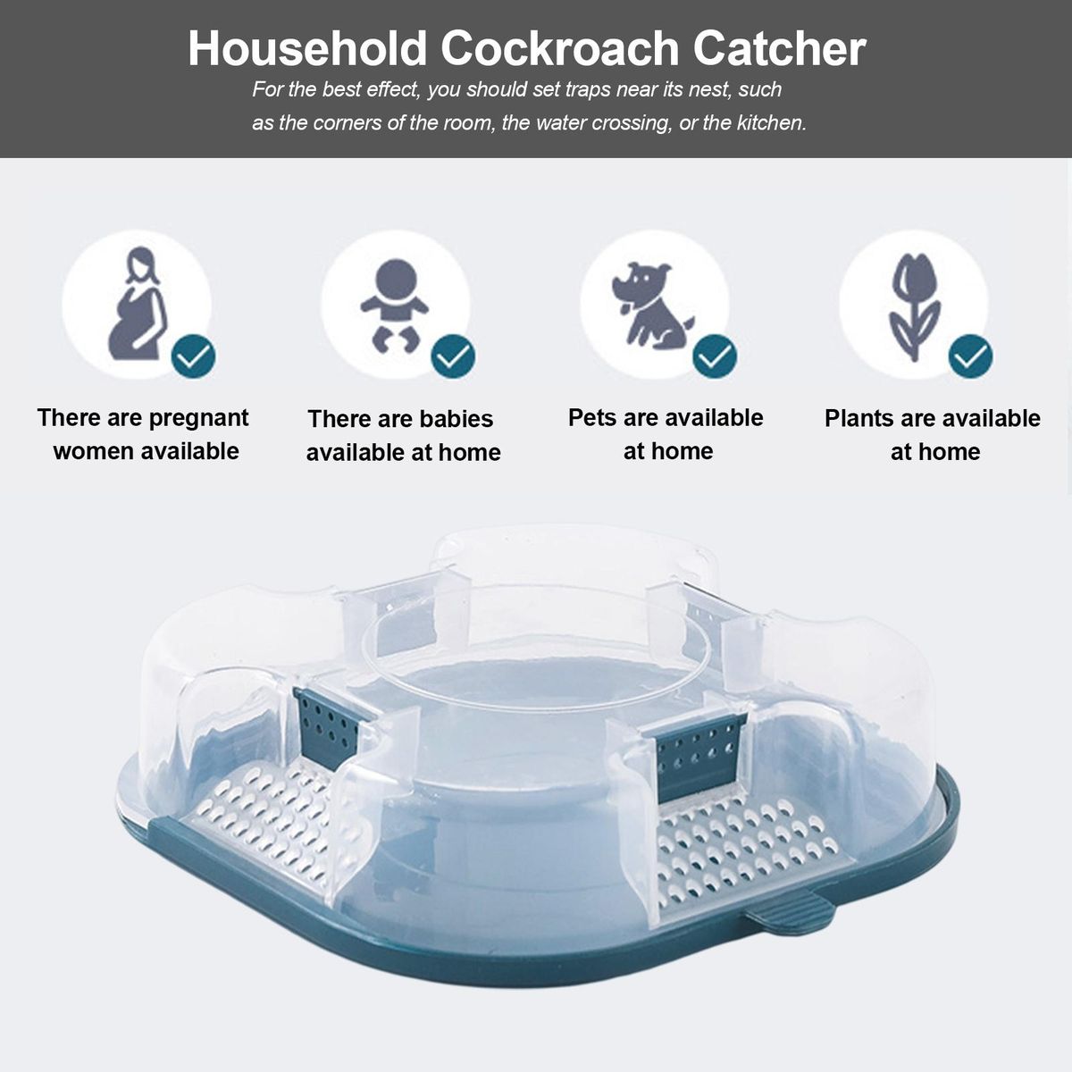 Cockroach Trap Box Kitchen Bathroom Powerful Cockroach Removal Box
