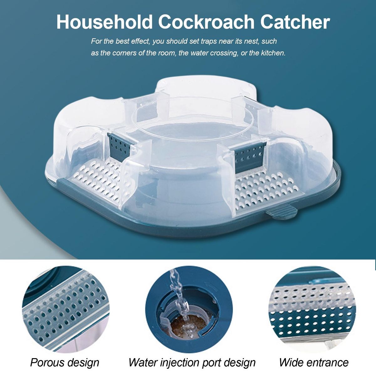 Cockroach Trap Box Kitchen Bathroom Powerful Cockroach Removal Box
