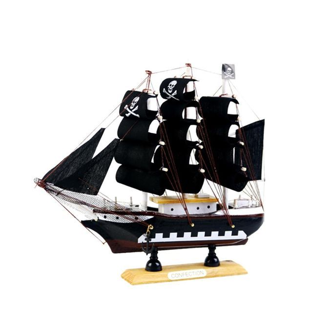 Handcrafted Nautical Ship Model Pirate Boat DIY Wooden Sailing Black