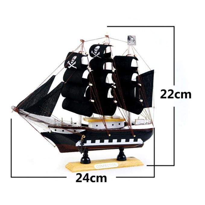 Handcrafted Nautical Ship Model Pirate Boat DIY Wooden Sailing Black