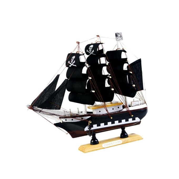 Handcrafted Nautical Ship Model Pirate Boat DIY Wooden Sailing Black