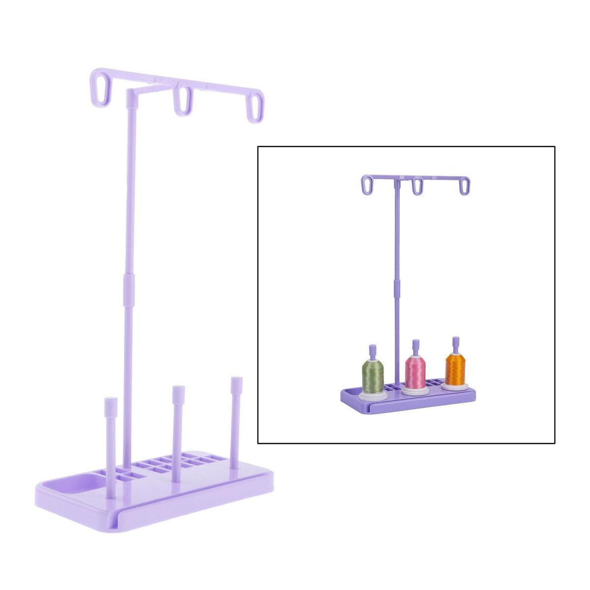 Sewing Machine 3 Cone Spool Thread Stand Holder Rack Tailors Purple