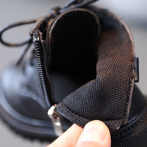 Kids Martin Boots Girls Single Leather Short Boots Boys Retro Simple Shoes Black
