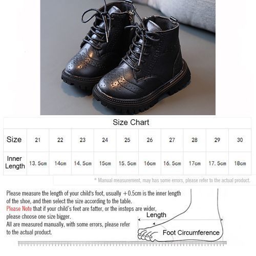 Kids Martin Boots Girls Single Leather Short Boots Boys Retro Simple Shoes Black