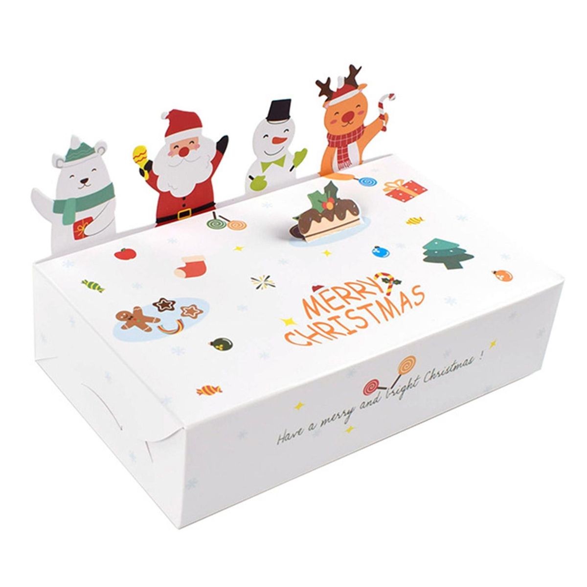 Christmas Candy Boxes 10pcs Festive Foldable 3d Christmas for Cookies White