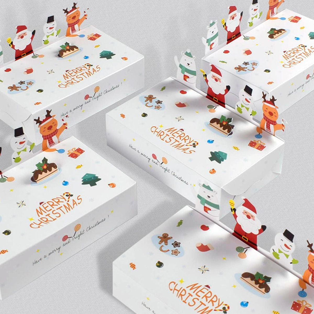 Christmas Candy Boxes 10pcs Festive Foldable 3d Christmas for Cookies White