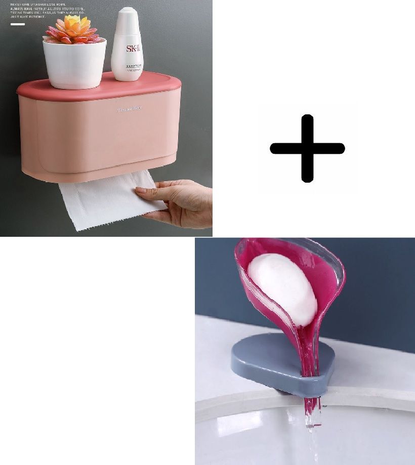 Waterproof Tissue Holder And Leaf Shaped Soap Dish Combo