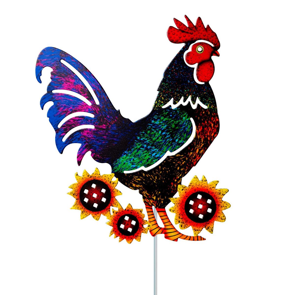 Rooster Adornment Garden Yard Iron Chicken Ornament B
